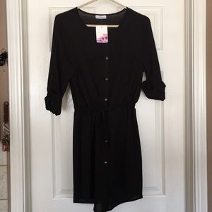 Dainty Hooligan button down black drawstring dress